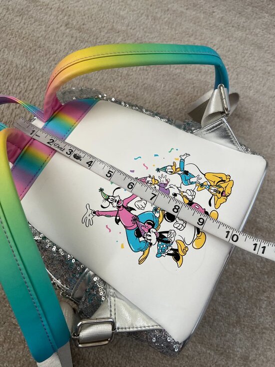 Loungefly Disney Mickey & Friends Birthday Silver Sequin Mini Backpack main image 6